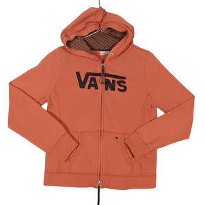 Vans Hoodie Sweatshirt Size XL Kids Orange Zipper Down 2 Front Pockets
